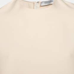Pre Owned Valentino Cream Crepe Scalloped Cape Top S