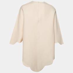 Pre Owned Valentino Cream Crepe Scalloped Cape Top S