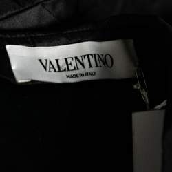 Pre Owned Valentino Black Silk Pleated Bow Embellished Mini Skirt L