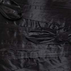 Pre Owned Valentino Black Silk Pleated Bow Embellished Mini Skirt L