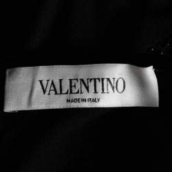 Pre Owned Valentino Black Knit Floral Bead Embellished Long Sleeve Top M