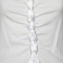 Pre Owned Valentino Off White Knit Braided Front Sleeveless Top M