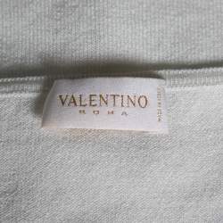 Pre Owned Valentino Off White Knit Braided Front Sleeveless Top M
