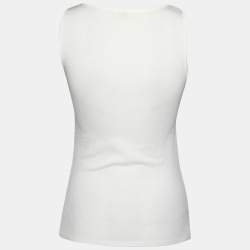 Pre Owned Valentino Off White Knit Braided Front Sleeveless Top M