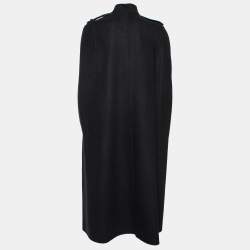 Pre Owned Valentino Black Wool Button Front Cape Coat M