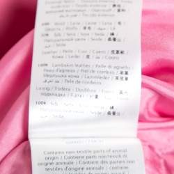 Pre Owned Valentino Pink Wool & Silk Leather Applique Detail Short Sleeve Dress M