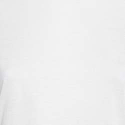 Pre Owned Valentino Off White Cotton & Lace Paneled Short Sleeve T-Shirt S