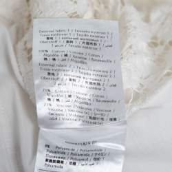 Pre Owned Valentino Off White Cotton & Lace Paneled Short Sleeve T-Shirt S