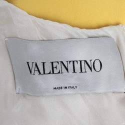 Pre Owned Valentino Pink Color-block Wool & Silk Pleat Detail Short Sleeve Dress M