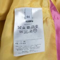 Pre Owned Valentino Pink Color-block Wool & Silk Pleat Detail Short Sleeve Dress M