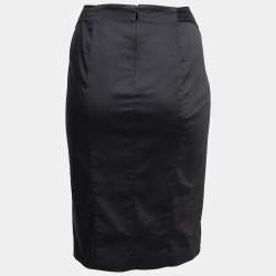 Pre Owned Valentino Grey Cotton Pencil Skirt L