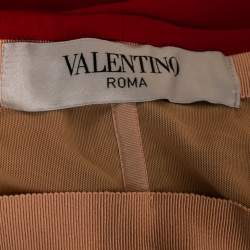 مملوكة مسبقًا Valentino Red Crepe Ruffle Detail Strapless Maxi Dress M