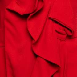 مملوكة مسبقًا Valentino Red Crepe Ruffle Detail Strapless Maxi Dress M