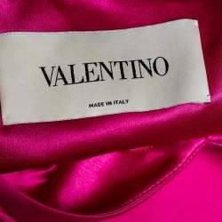 Pre Owned Valentino Vintage Pink Silk Wool Bow Detail Sheath Dress M