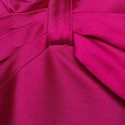 Pre Owned Valentino Vintage Pink Silk Wool Bow Detail Sheath Dress M