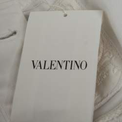 Valentino White Denim Bead Embroidered Embellished High Waist Skirt M