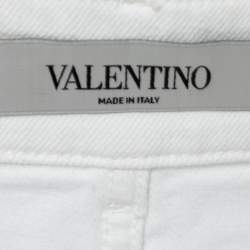Valentino White Denim Bead Embroidered Embellished High Waist Skirt M