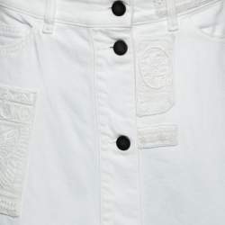 Valentino White Denim Bead Embroidered Embellished High Waist Skirt M