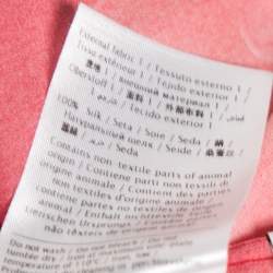 Pre Owned Valentino Red Heart Printed Silk Neck Tie Detail Button Front Blouse M