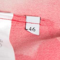 Pre Owned Valentino Red Heart Printed Silk Neck Tie Detail Button Front Blouse M