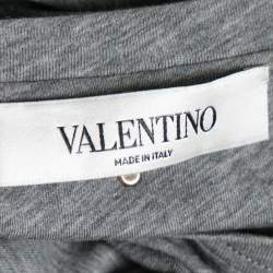 Pre Owned Valentino Grey Cotton Embroidered Embellished Round Neck T-Shirt M