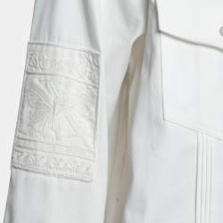 Valentino White Denim Bead Embroidered Button Front Jacket M
