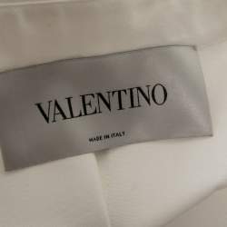 Valentino White Denim Bead Embroidered Button Front Jacket M