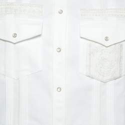 Valentino White Denim Bead Embroidered Button Front Jacket M