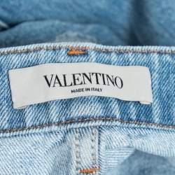 Pre Owned Valentino Blue Denim Butterfly Embroidered Straight Fit Jeans M