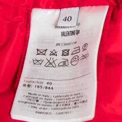 Valentino Red Printed Satin Zip Front Oversized Jacket S