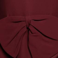 Pre Owned Valentino Maroon Silk Crepe Bow Detail Maxi Dress M