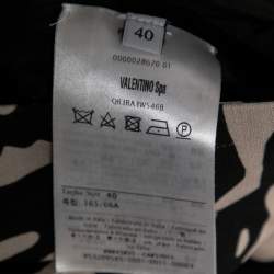 Pre Owned Valentino Monochrome Tiger Printed Wool & Silk Pleated Skirt S