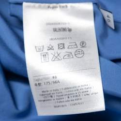 Pre Owned Valentino Blue Cotton Button Front Short Sleeve Blouse L