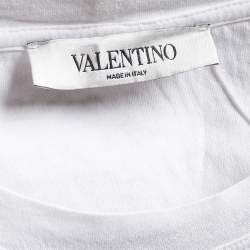 Pre Owned Valentino x Zandra Rhodes White Jersey Lipstick Print T-Shirt M