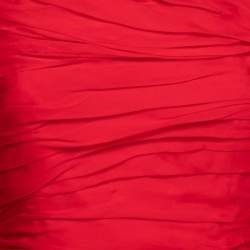 Pre Owned Valentino Red Silk Gathered Long Sleeve Short Dress M