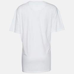 Pre Owned Valentino White Jersey Tower Logo Print T-Shirt L
