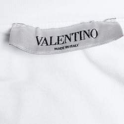 Pre Owned Valentino White Jersey Tower Logo Print T-Shirt L