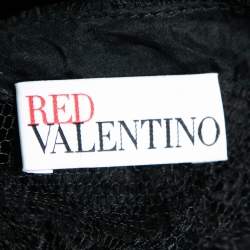 Pre Owned Red Valentino Black Tulle & Lace Floral Appliqued Long Sleeve Short Dress S