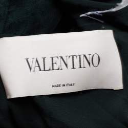 Pre Owned Valentino Green Floral Lace Bead Embellished Short Sleeve Dress 