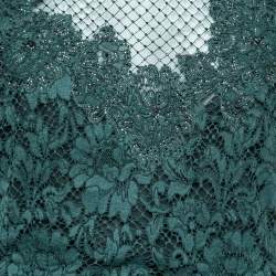 Pre Owned Valentino Green Floral Lace Bead Embellished Short Sleeve Dress 