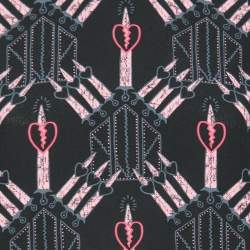 Pre Owned Valentino Black Loveblade Print Silk Round Neck Top L