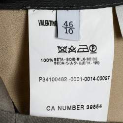 Pre Owned Valentino Grey Silk Pleat Detail Skirt L