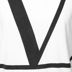 Pre Owned Valentino White VLOGO Printed Cotton Crew Neck T-Shirt M