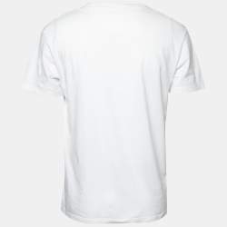 Pre Owned Valentino White VLOGO Printed Cotton Crew Neck T-Shirt M