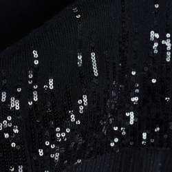 Pre Owned Valentino Black Wool Sequin Embellished V-Neck Sweaters L