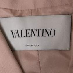 Pre Owned Valentino Pink Wool Scalloped Studded Long Sleeve Jacket M