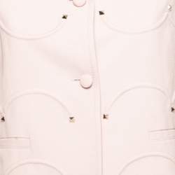 Pre Owned Valentino Pink Wool Scalloped Studded Long Sleeve Jacket M