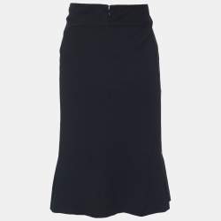 Pre Owned Valentino Black Wool Blend A-Line Skirt L