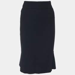 Pre Owned Valentino Black Wool Blend A-Line Skirt L