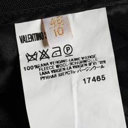 Pre Owned Valentino Black Wool Contrast Stripe Detail Asymmetric Skirt L